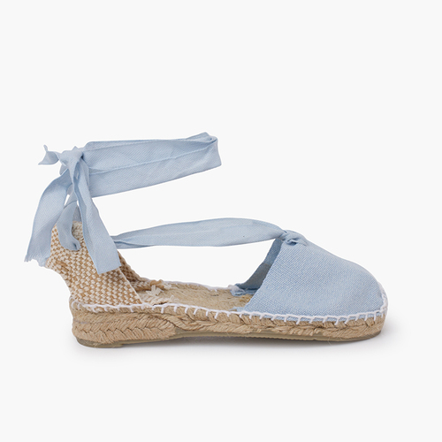Valencianische Espadrilles für Mädchen, einfarbig Himmelblau