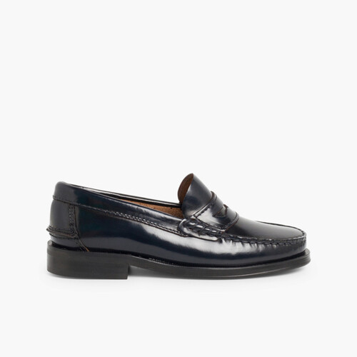 Leder-Mokassins für Jungen Marineblau