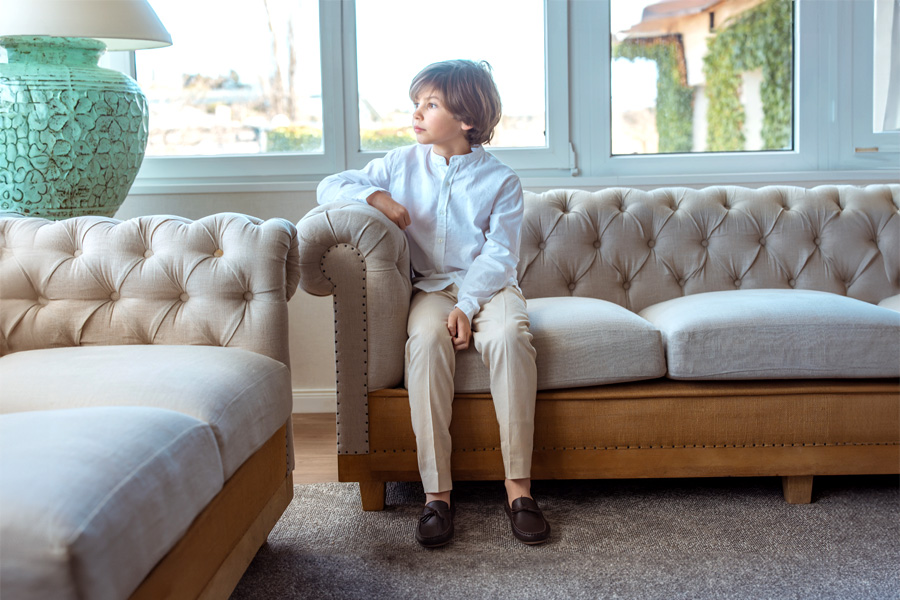 Mokassins Jungen Leder mit Schleife