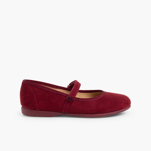 Mädchen Riemchenballerinas aus Serratex mit Klettverschlussriemen Bordeaux