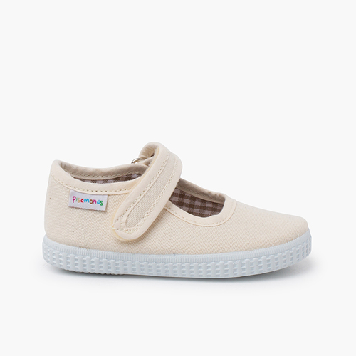 Mary-Janes für Mädchen mit Klettverschluss und Sneaker-Sohle Roh