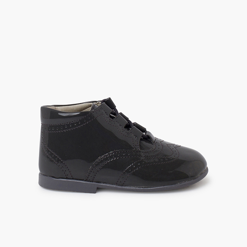 Englische Schuhe / Englische Lacklederstiefel Grau