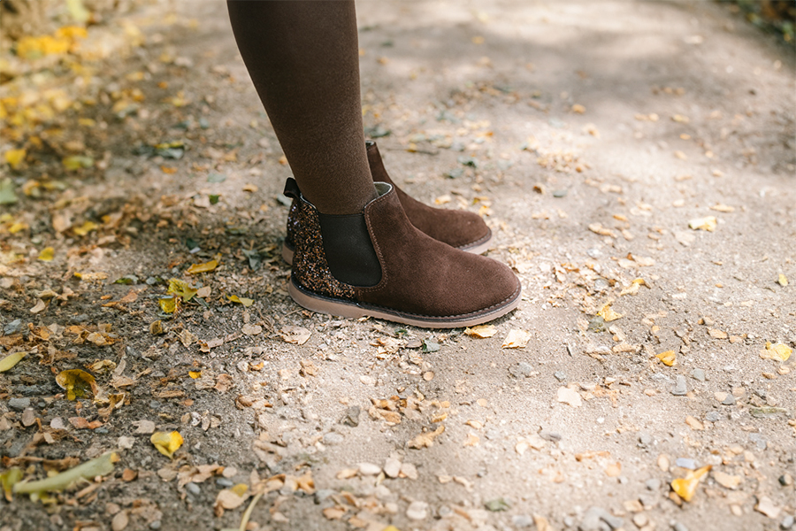 Mädchen Stiefeletten aus Wildleder mit Glitzer-Fersenpartie