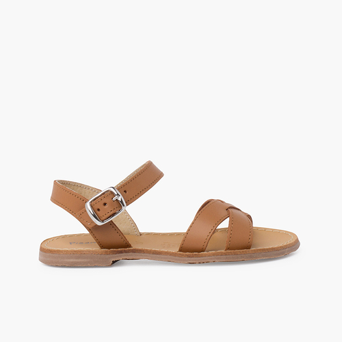 Sandalen Mädchen Glattleder gekreuzt Leder