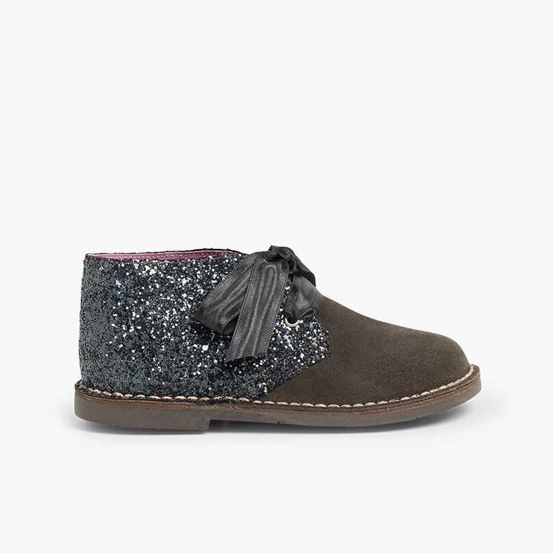 Glitzer Desert Boots für Mädchen Grau