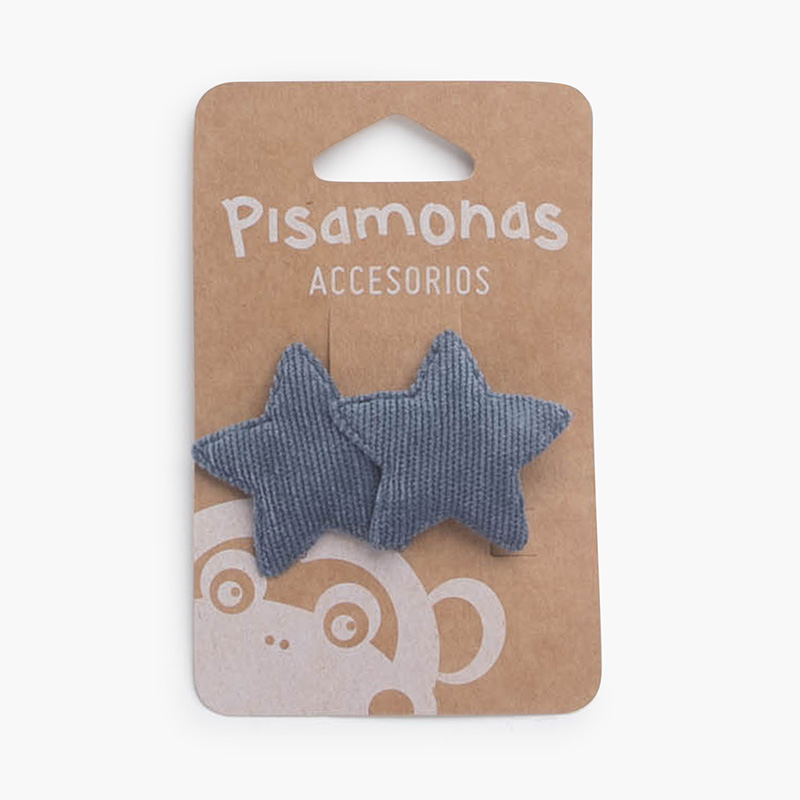 Mikrohaarspange aus Kord mit Sternmotiv Französisch Blau