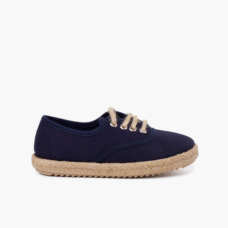 Sportschuhe für Jungen mit Sohle und Schnürsenkeln aus Jute Marineblau