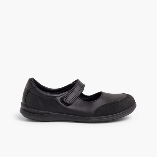 Schulschuhe für Mädchen Schuhe mit Riemchen mit verstärkter Spitze Schwarz