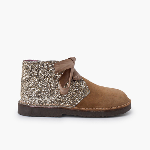 Glitzer Desert Boots für Mädchen Mausgrau