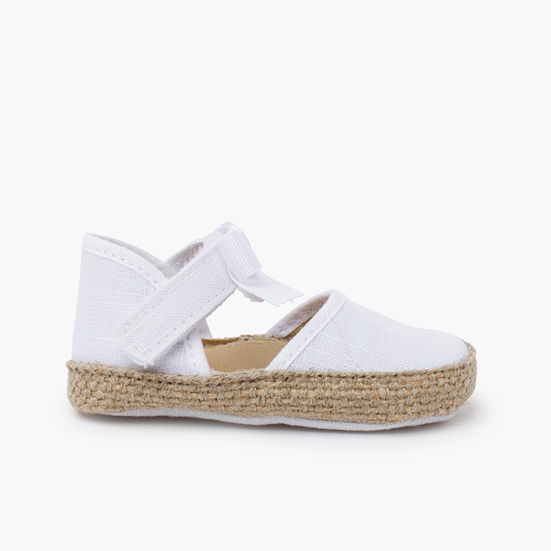 Babys Espadrilles mit Schleifen und Schmetterlingsapplikationen Weiß