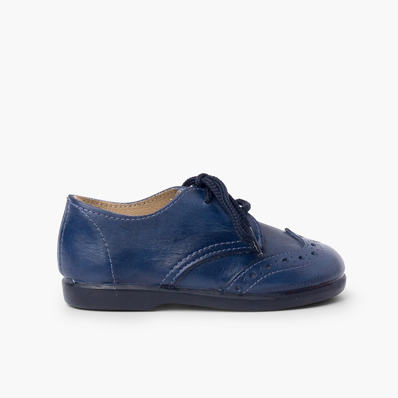 Blucher Picado Piel Niño Marineblau