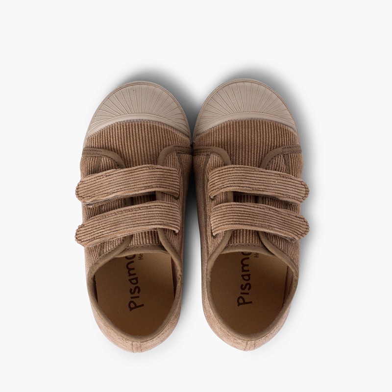 Cord-Sportschuhe mit Gummispitze und Doppelverschluss Mausgrau