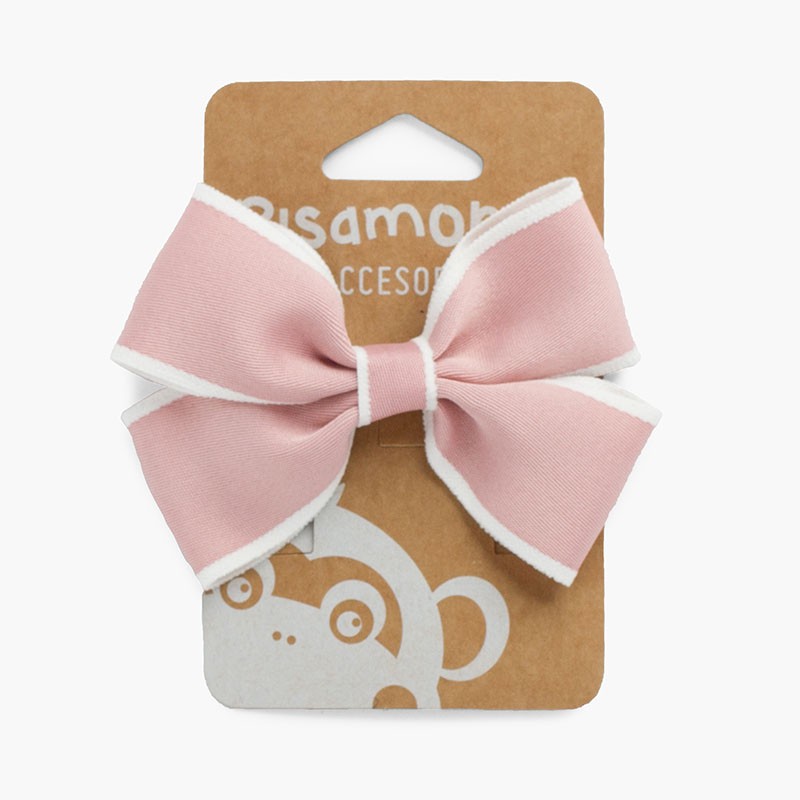 Haarklammer mit Schleife und weißem Rand Französisches Rosa
