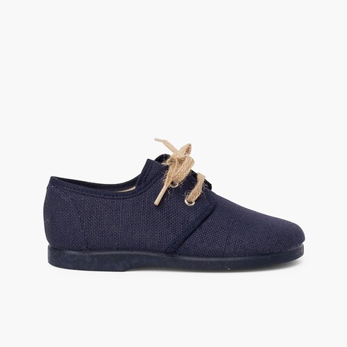 Blucherschuhe aus Canvas mit rustikalen Schnürsenkeln Marineblau