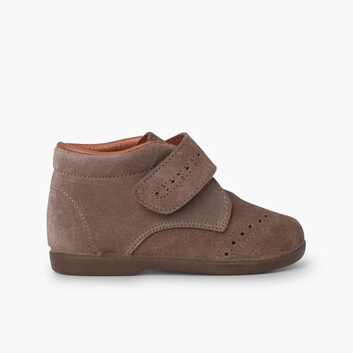 Baby Stiefeletten mit Perforierungen und Haftbandverschluss Mausgrau