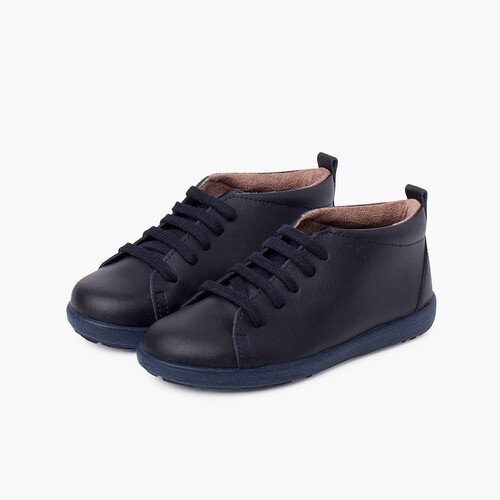 Lederschuhe im Stiefeletten-Stil für Jungen Marineblau