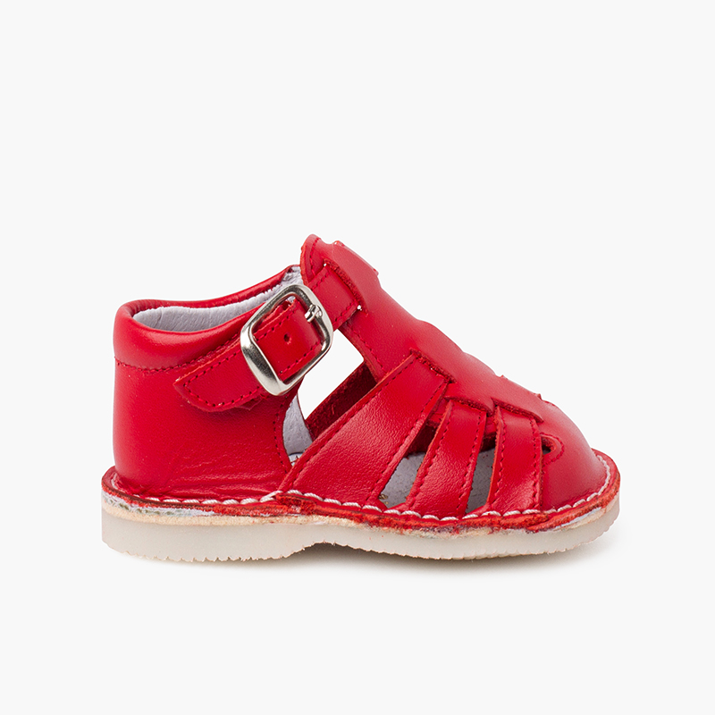 Ledersandalen für Babys mit Schnallenverschluss Rot