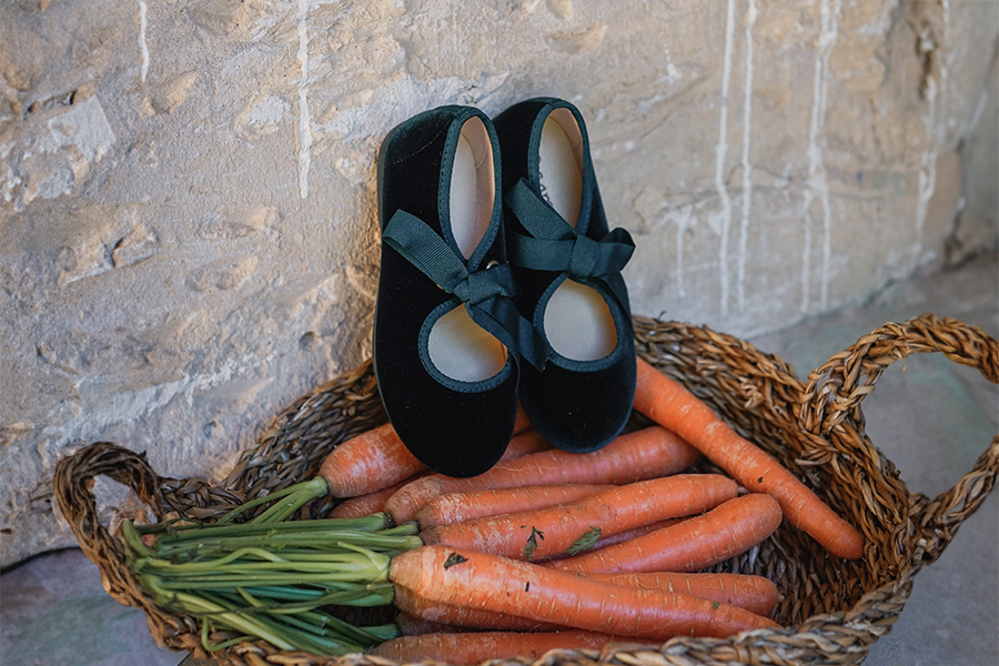 Mary Janes aus Samt mit Faya-Schleife für Mädchen