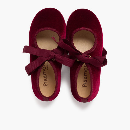 Mary Janes aus Samt mit Faya-Schleife für Mädchen Bordeaux