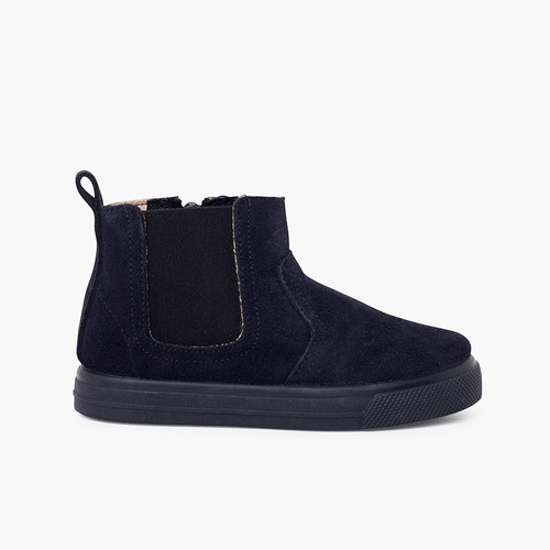 Boots mit breiter Sohle, Reißverschluss und Elastik für Kinder Marineblau