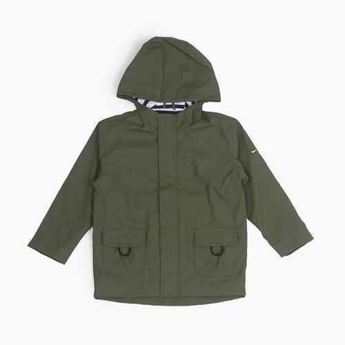 Regenjacke für Kinder mit Taschen und Reißverschluss Khaki