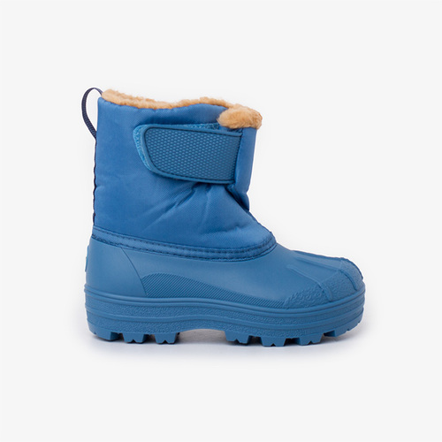 Lammfellstiefel im Après-Ski-Stil mit Haftbandverschluss Blau