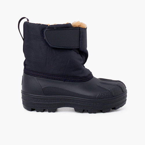 Lammfellstiefel im Après-Ski-Stil mit Haftbandverschluss Marineblau
