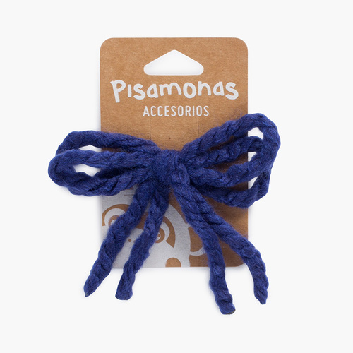 Haargummi aus Wollband für Mädchen Marineblau
