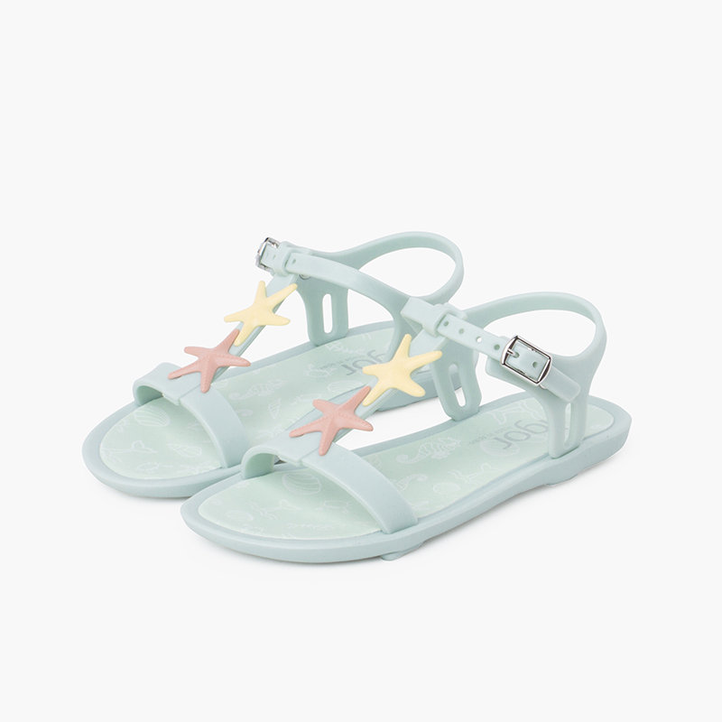 Tricia-Sandalen mit Sternen in pudrigen Farben Minze