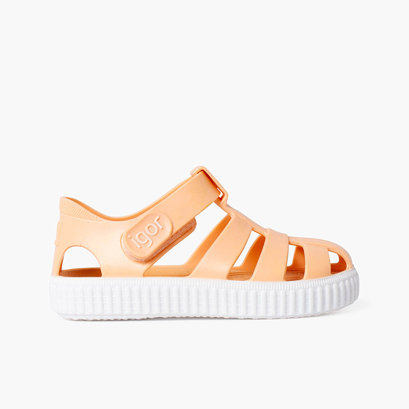 Strandsandalen im Sneaker-Stil mit Klettverschluss Apricot