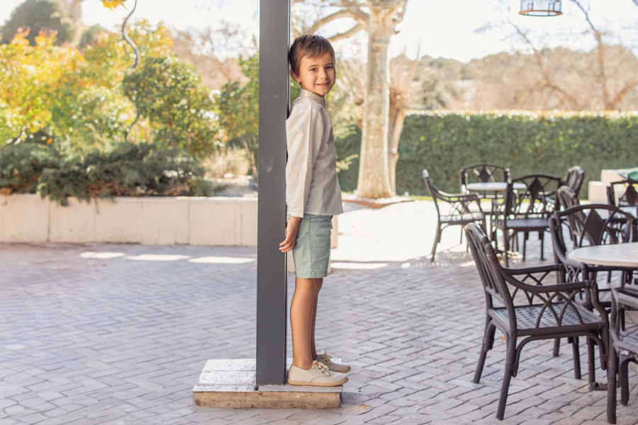 Blucher-Kinderschuhe aus Leinen mit zweifarbiger Jutesohle