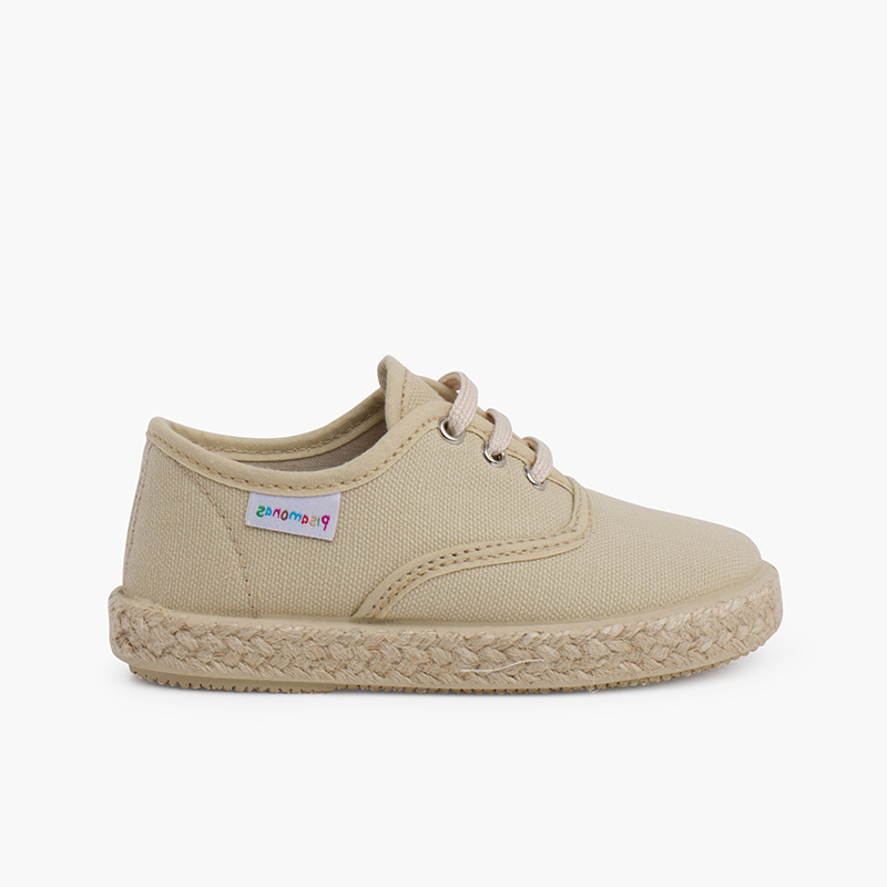 Sneaker aus Vichy-Stoff und Wildleder mit doppeltem Klettverschluss Sand