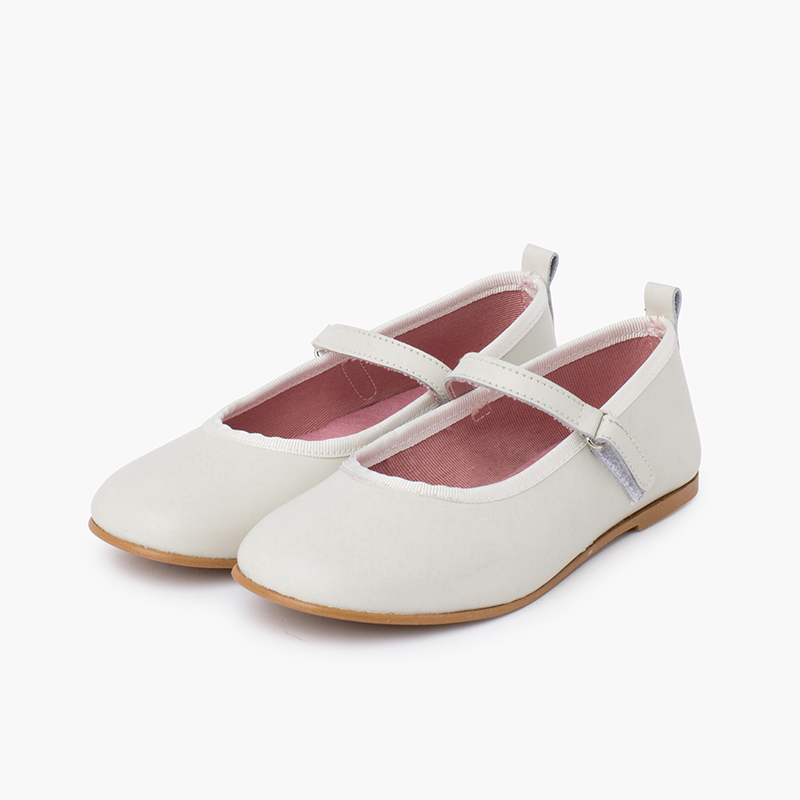 Mary Janes für Mädchen mit feinem Klettverschlussband für besondere Anlässe Porzellan