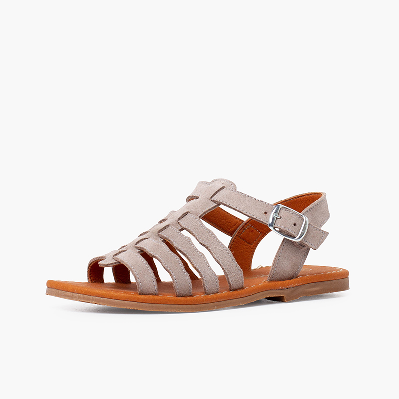 Gladiatorensandalen aus Wildleder mit Schnalle Perle