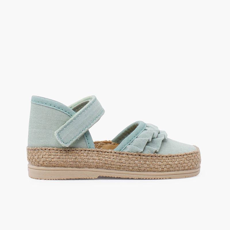 Baby-espadrilles mit Rüschen und Klettverschluss Wassergrün