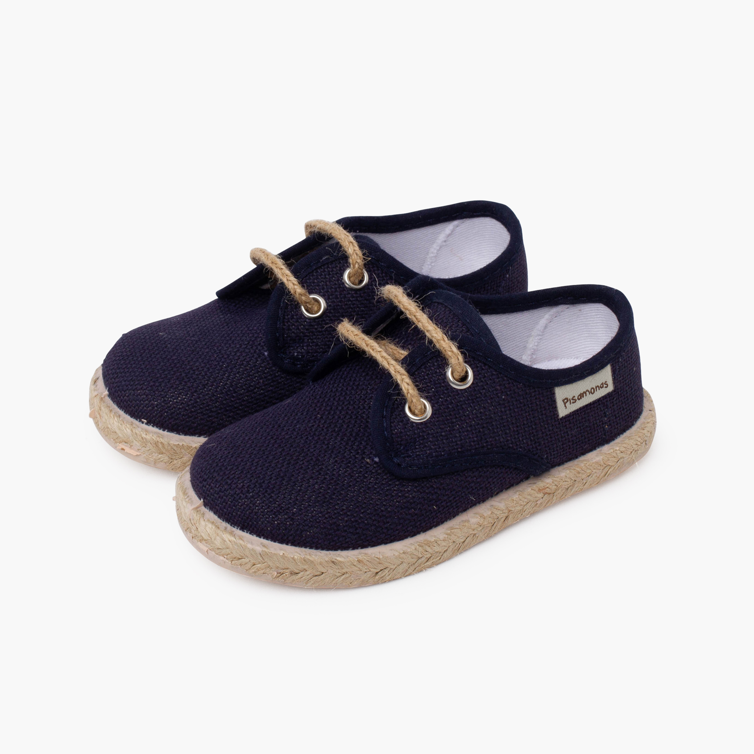 Leinenschnürschuhe mit Jutesohle Marineblau