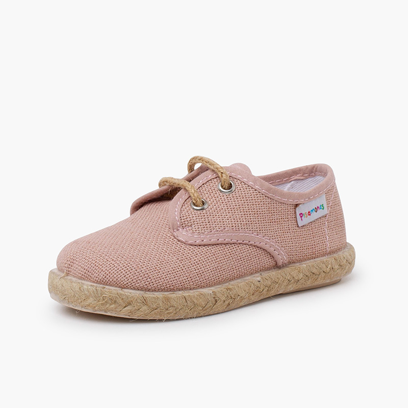 Leinenschnürschuhe mit Jutesohle Altrosa