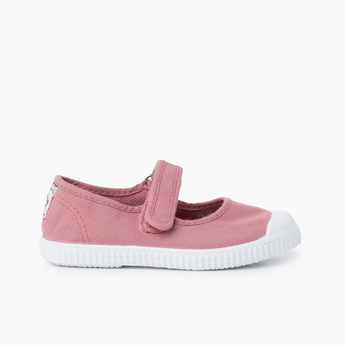 Riemchenballerinas mit Gummispitze und Haftbandverschluss Rosa