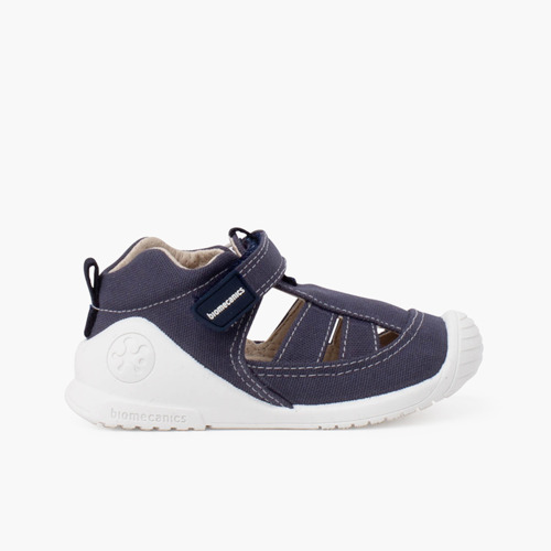 Sportliche Sandalen mit Haftbandverschluss und Gummispitze Marineblau