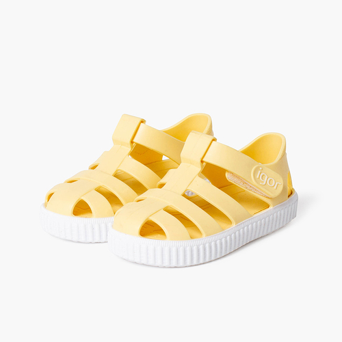 Strandsandalen im Sneaker-Stil mit Klettverschluss Vanille