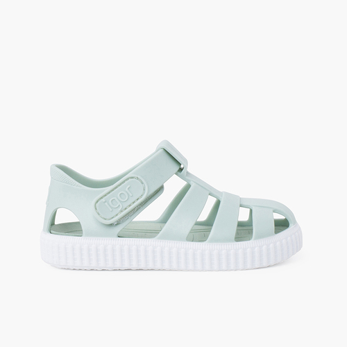 Strandsandalen im Sneaker-Stil mit Klettverschluss Minze
