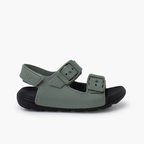 Sandalen mit Doppelriemen EVA-Sohle und Klettverschluss Grün