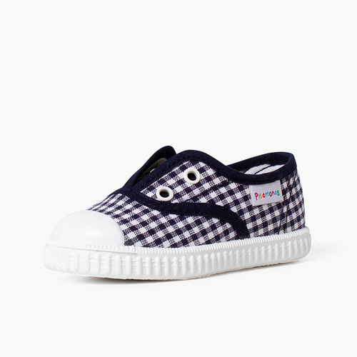 Sneakers im Karomuster ohne Schnürsenkel Marineblau