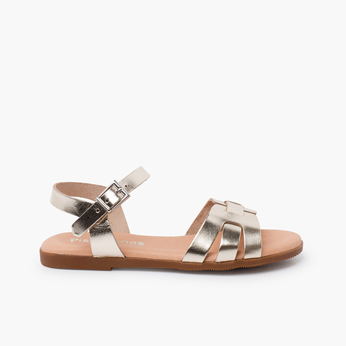 Römersandalen aus Leder für Damen und Mädchen Gold