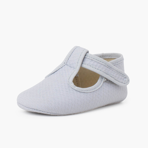 Baby-Schuhe aus gepolstertem Piqué mit Klettverschluss Grau