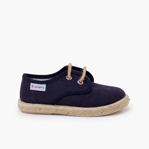 Leinenschnürschuhe mit Jutesohle Marineblau