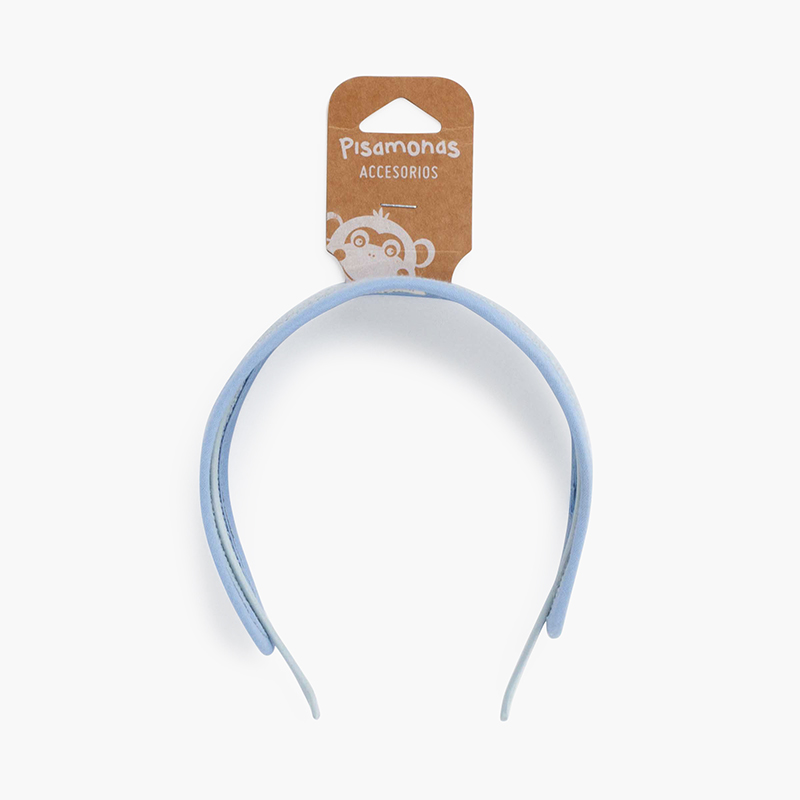 Breites Stirnband mit Rafia-Kappe Himmelblau