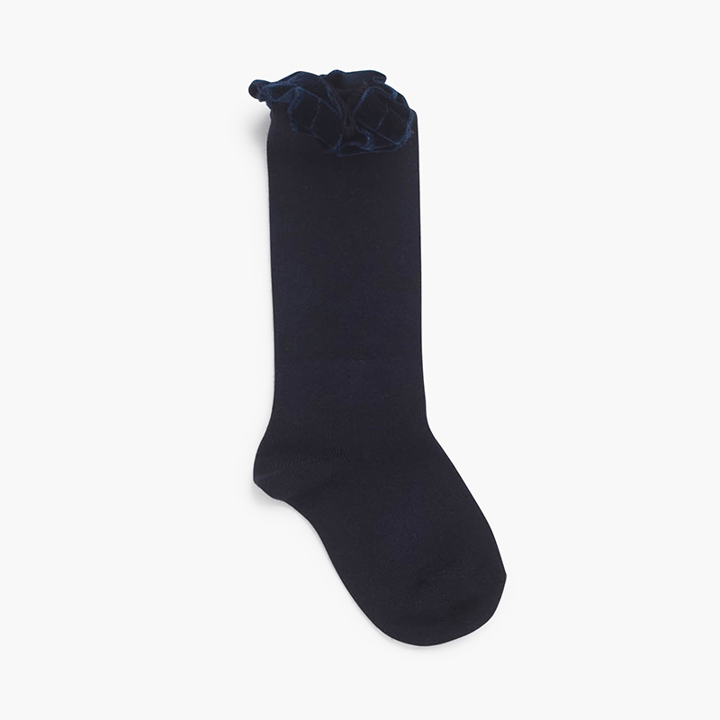 Socken mit gerafftem Samt Marineblau