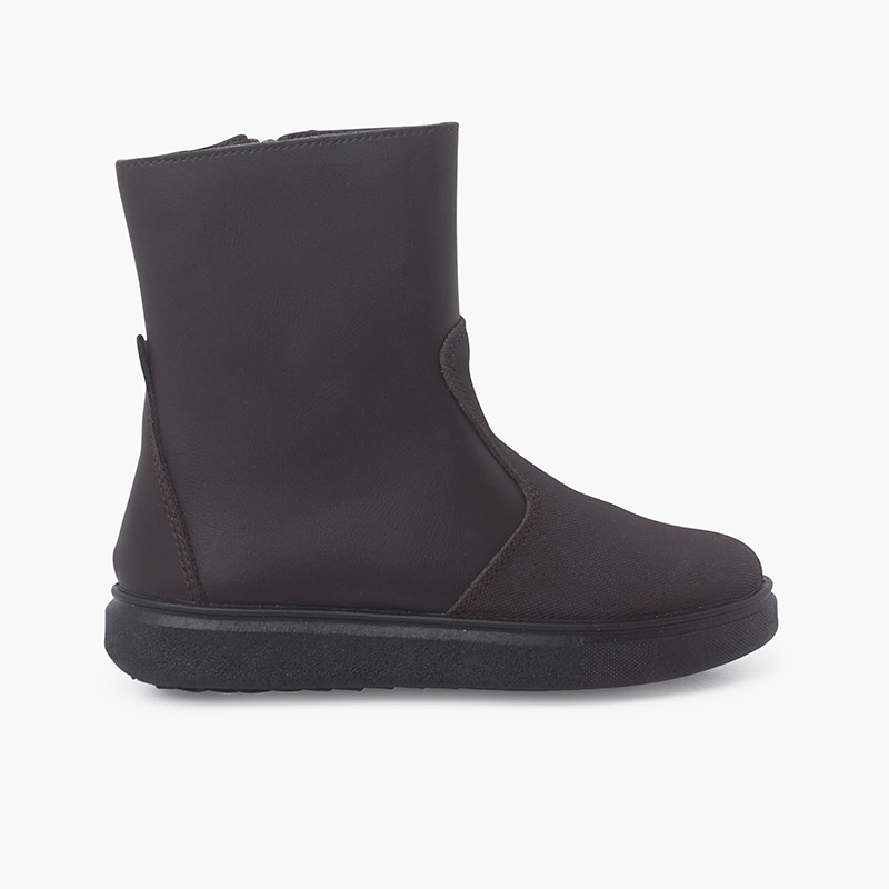 Lederstiefel mit Verstärkung und seitlichem Reißverschluss Braun