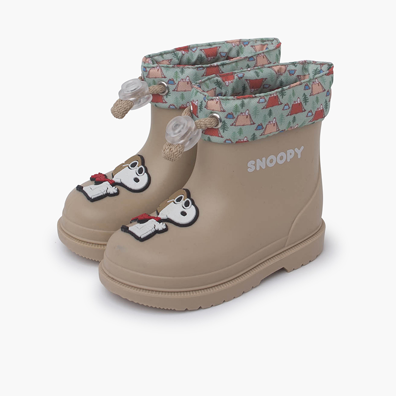Snoopy-Regenstiefel mit verstellbarem Schaft Beige